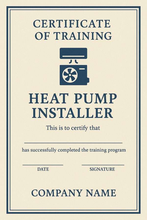 Obuka za Projektovanje Toplotnih Pumpi i HVAC Sistema – Grejanje, Hlađenje i Ventilacija 11 Certifikat za toplotne pumpe