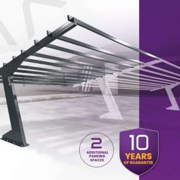 Products 20 Solar PV Carport, heavy-duty galvanized steel frame for long-lasting durability.